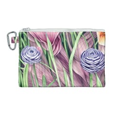 Ottagecore Aesthetics Retro Flowers Pattern Canvas Cosmetic Bag (large) by GardenOfOphir