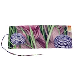 Ottagecore Aesthetics Retro Flowers Pattern Roll Up Canvas Pencil Holder (s) by GardenOfOphir