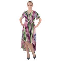 Ottagecore Aesthetics Retro Flowers Pattern Front Wrap High Low Dress by GardenOfOphir