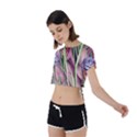 Ottagecore Aesthetics Retro Flowers Pattern Tie Back Short Sleeve Crop Tee View2