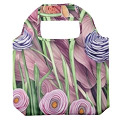 Ottagecore Aesthetics Retro Flowers Pattern Premium Foldable Grocery Recycle Bag by GardenOfOphir