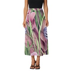 Ottagecore Aesthetics Retro Flowers Pattern Classic Midi Chiffon Skirt