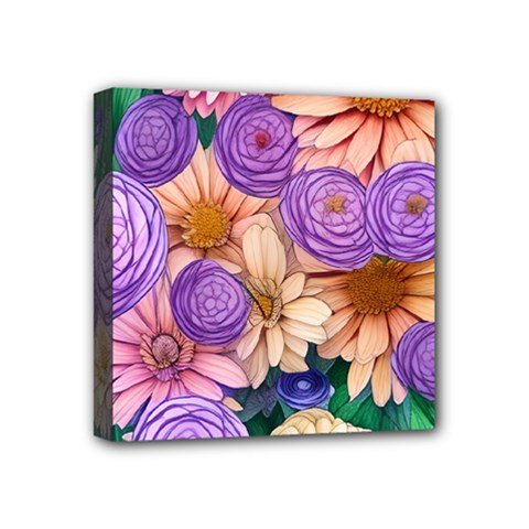 Exotic Tropical Botanical Flowers Pattern Mini Canvas 4  X 4  (stretched) by GardenOfOphir