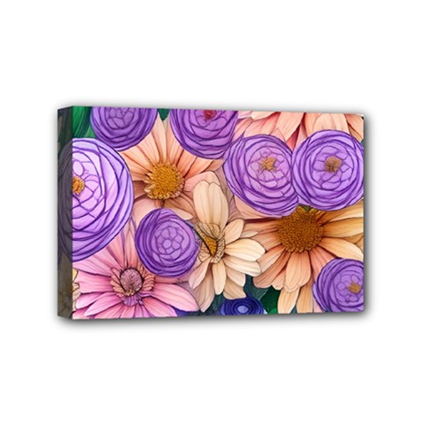 Exotic Tropical Botanical Flowers Pattern Mini Canvas 6  X 4  (stretched) by GardenOfOphir