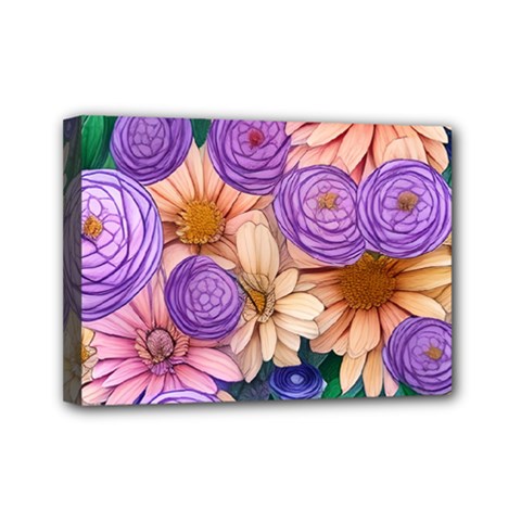 Exotic Tropical Botanical Flowers Pattern Mini Canvas 7  X 5  (stretched) by GardenOfOphir