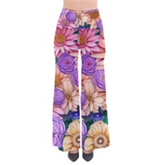 Exotic Tropical Botanical Flowers Pattern So Vintage Palazzo Pants by GardenOfOphir