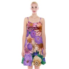 Exotic Tropical Botanical Flowers Pattern Spaghetti Strap Velvet Dress by GardenOfOphir