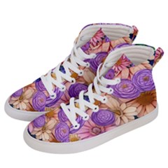 Exotic Tropical Botanical Flowers Pattern Women s Hi-top Skate Sneakers by GardenOfOphir