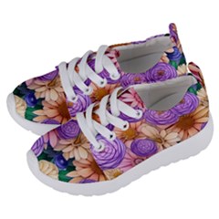 Exotic Tropical Botanical Flowers Pattern Kids  Lightweight Sports Shoes by GardenOfOphir