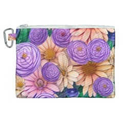 Exotic Tropical Botanical Flowers Pattern Canvas Cosmetic Bag (xl) by GardenOfOphir