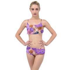 Exotic Tropical Botanical Flowers Pattern Layered Top Bikini Set by GardenOfOphir