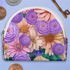 Exotic Tropical Botanical Flowers Pattern Horseshoe Style Canvas Pouch by GardenOfOphir