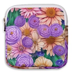 Exotic Tropical Botanical Flowers Pattern Mini Square Pouch by GardenOfOphir