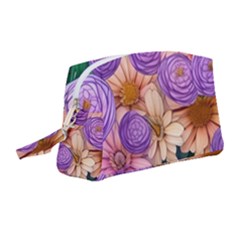 Exotic Tropical Botanical Flowers Pattern Wristlet Pouch Bag (medium) by GardenOfOphir