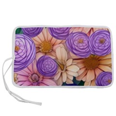 Exotic Tropical Botanical Flowers Pattern Pen Storage Case (m) by GardenOfOphir