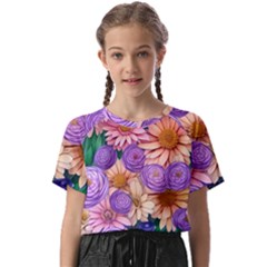 Exotic Tropical Botanical Flowers Pattern Kids  Basic Tee by GardenOfOphir