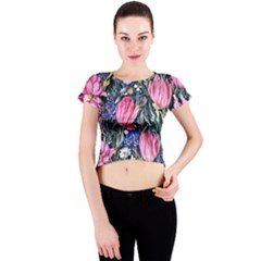 Tropical Paradise Crew Neck Crop Top by GardenOfOphir