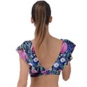 Tropical Paradise Plunge Frill Sleeve Bikini Top View2