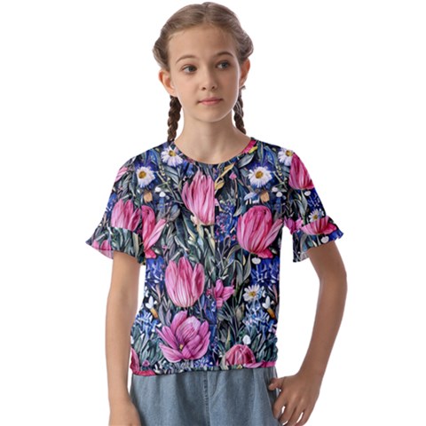 Tropical Paradise Kids  Cuff Sleeve Scrunch Bottom Tee by GardenOfOphir