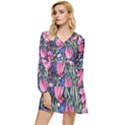 Tropical Paradise Tiered Long Sleeve Mini Dress View1