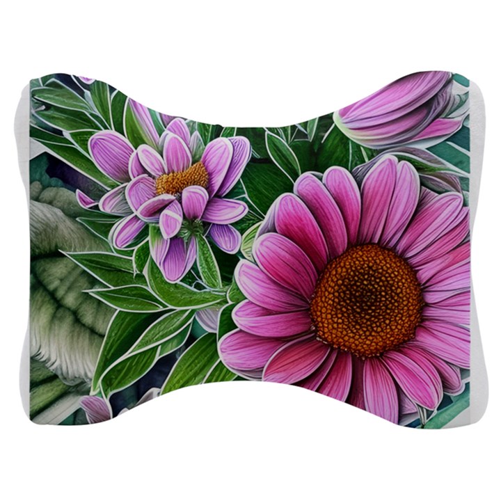 Bouquet Of Sunshine Velour Seat Head Rest Cushion