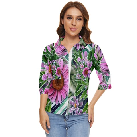 Bouquet Of Sunshine Women s Quarter Sleeve Pocket Shirt by GardenOfOphir