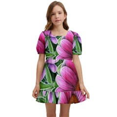 Bouquet Of Sunshine Kids  Short Sleeve Dolly Dress