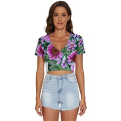 Bouquet Of Sunshine V-neck Crop Top by GardenOfOphir