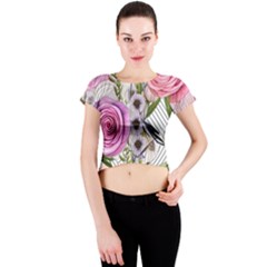 Summertime Blooms Crew Neck Crop Top by GardenOfOphir