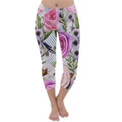 Summertime Blooms Capri Winter Leggings  by GardenOfOphir