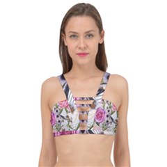 Summertime Blooms Cage Up Bikini Top by GardenOfOphir