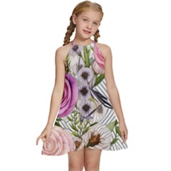 Summertime Blooms Kids  Halter Collar Waist Tie Chiffon Dress by GardenOfOphir