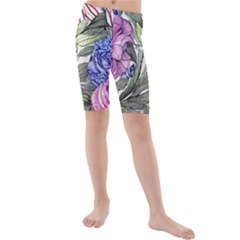 Garden Of Flowers Kids  Mid Length Swim Shorts