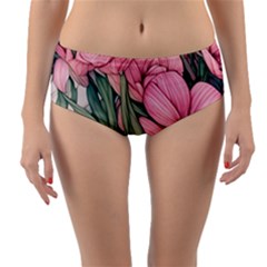 Nature-inspired Flowers Reversible Mid-waist Bikini Bottoms by GardenOfOphir