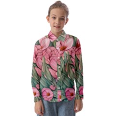 Nature-inspired Flowers Kids  Long Sleeve Shirt by GardenOfOphir