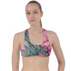 Nature-inspired Flowers Criss Cross Racerback Sports Bra by GardenOfOphir