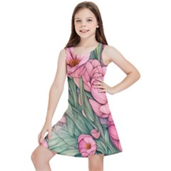 Nature-inspired Flowers Kids  Lightweight Sleeveless Dress by GardenOfOphir