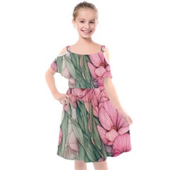 Nature-inspired Flowers Kids  Cut Out Shoulders Chiffon Dress by GardenOfOphir