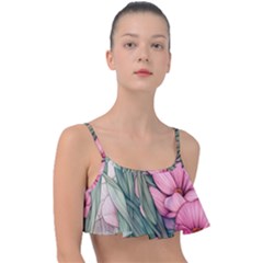 Nature-inspired Flowers Frill Bikini Top by GardenOfOphir