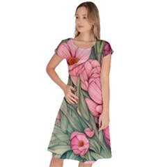 Nature-inspired Flowers Classic Short Sleeve Dress by GardenOfOphir