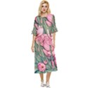 Nature-inspired Flowers Double Cuff Midi Dress View1