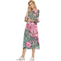 Nature-inspired Flowers Double Cuff Midi Dress View2