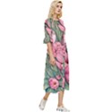 Nature-inspired Flowers Double Cuff Midi Dress View3