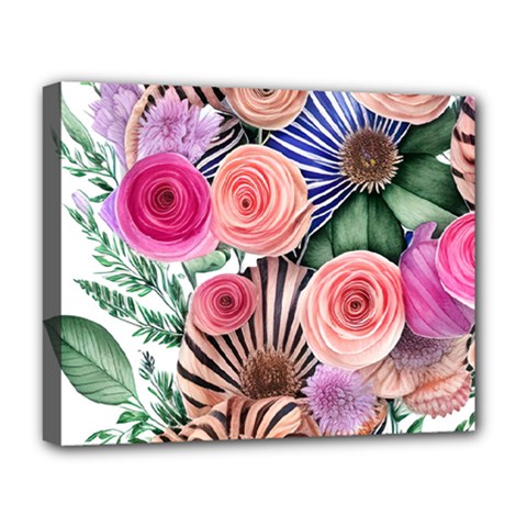 Boho Botanical Flowers Deluxe Canvas 20  X 16  (stretched) by GardenOfOphir