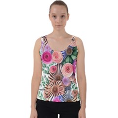 Boho Botanical Flowers Velvet Tank Top by GardenOfOphir