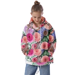 Boho Botanical Flowers Kids  Oversized Hoodie by GardenOfOphir