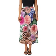 Boho Botanical Flowers Classic Midi Chiffon Skirt