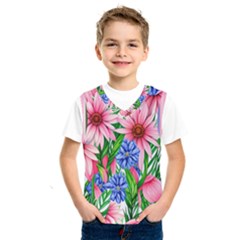 Exotic Tropical Flowers Kids  Basketball Tank Top by GardenOfOphir