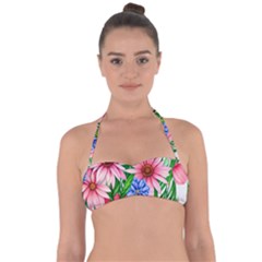 Exotic Tropical Flowers Halter Bandeau Bikini Top by GardenOfOphir