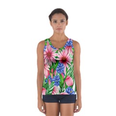 Exotic Tropical Flowers Sport Tank Top  by GardenOfOphir